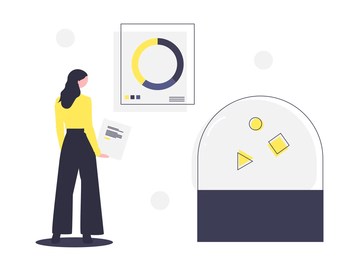 Professional woman analyzing data visualization with charts and graphs for business analytics and digital marketing strategy