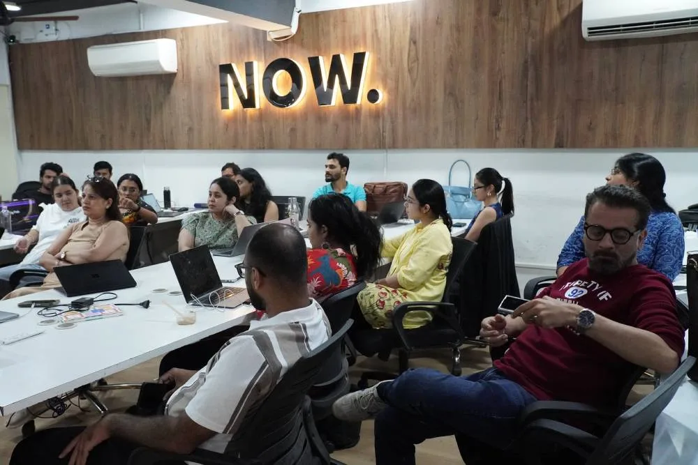 Digital marketing team training session at Digital Mojo Hyderabad office with diverse professionals